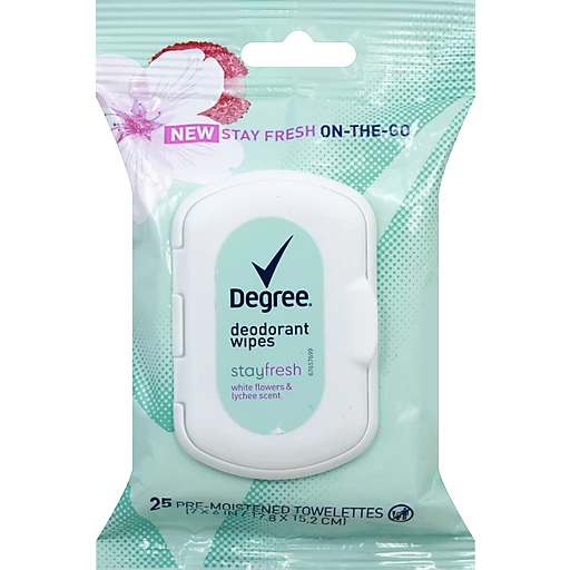 Degree Stay Fresh On-The-Go Deodorant Wipes White Flowers and 25ct | Deodorants & Antiperspirants | Foothills IGA Market