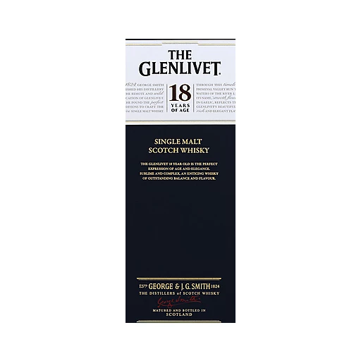 The Glenlivet - Single Malt Scotch Whisky - 18 ans d'âge