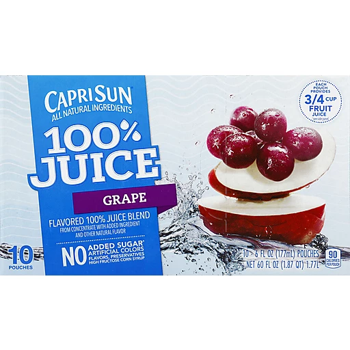 Capri Sun 100% Grape Juice, 10 Ct Pouches, 60.0 Fl Oz Box, Juice Boxes