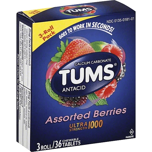 Tums® Ultra Strength Assorted Berries Antacid/Calcium Carbonate Chewable  Tablets 3-12 ct Pack | Antacids | Festival Foods Shopping