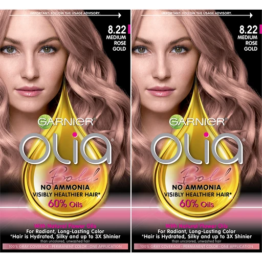 Garnier Olia Oil Powered Permanent Hair Color, 8.22 Medium Rose Gold, 2  count | Shop | Oak Point Market
