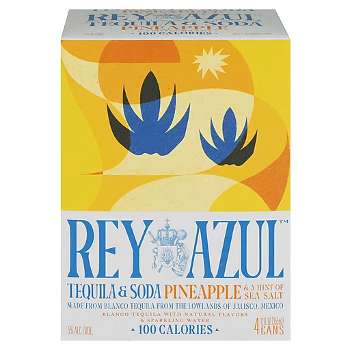 Rey Azul Tequila & Soda, Pineapple & A Hint of Sea Salt 4 ea | Buehler's