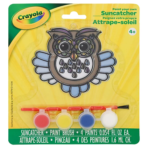 Crayola Paint N Display Suncatcher Kit - Butterfly, Flower, Puppy, Frog (4 Suncatchers with Paint Colors, Paint Brush, and Strings)