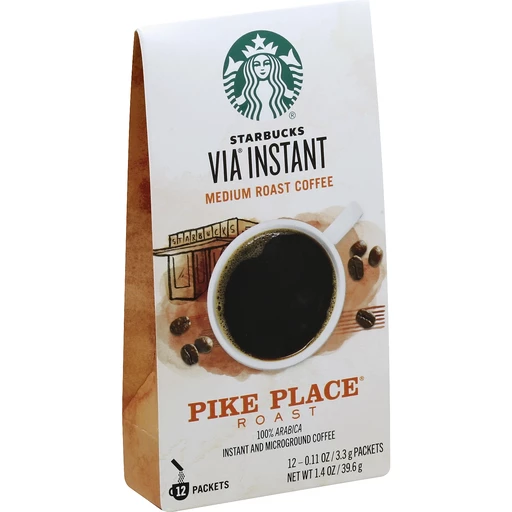 Starbucks Via Instant Coffee, 100% Arabica, Instant And Microground, Medium  Roast, Pike Place Roast, Packets, Instant