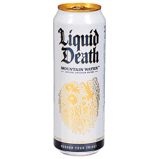 Liquid Death Sparkling Mountain Water, 19.2 oz King Size Cans (8-Pack)