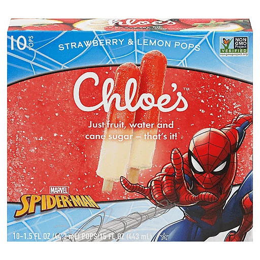 Chloe's Marvel Spider-Man Strawberry & Lemon Pops 10  fl oz Packs |  Ice Cream, Treats & Toppings | Ingles Markets