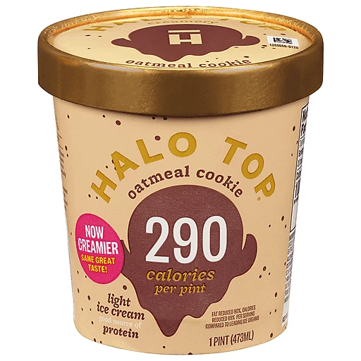 Halo Top Light Oatmeal Cookie Ice Cream 1 Pt | Sugar Low Fat & Diet | Fare