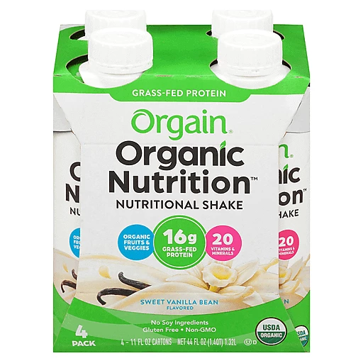 Orgain Grass Fed Protein Shake, Vanilla Bean - 12 pack, 11 fl oz cartons