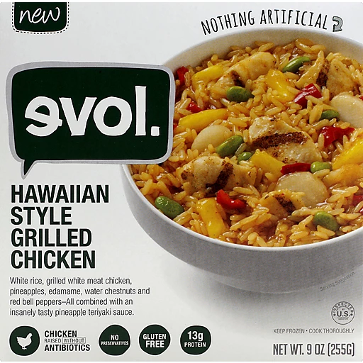 Evol Hawaiian Style Grilled Chicken Frozen Dinner 9 Oz Box Meals Entrees The Merc Co Op