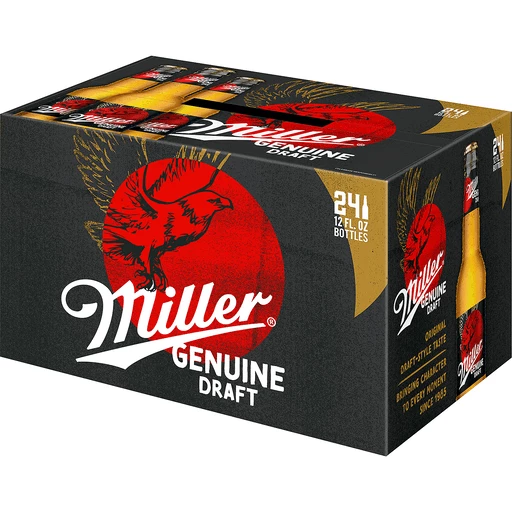 Miller Genuine Draft Beer American Style Light 24 Pack, 12 fl Bottles, 4.7% ABV | Tony's