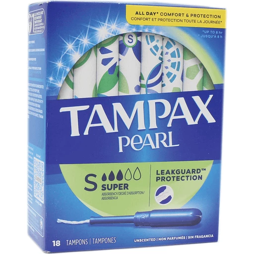 Tampax Pearl Tampons Super Absorbency with BPA-Free Plastic