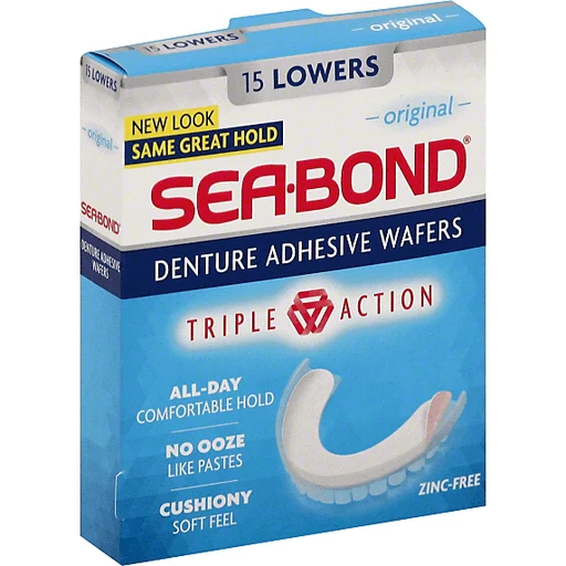 Sea-Bond Original Denture Adhesive Seals Triple Action Lowers - 15 CT, Dentures