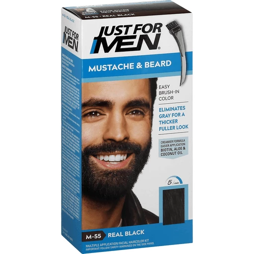 Just For Men Mustache & Beard Brush-In Color Gel M-55 Real Black | Hair  Coloring | Needler's Fresh Market
