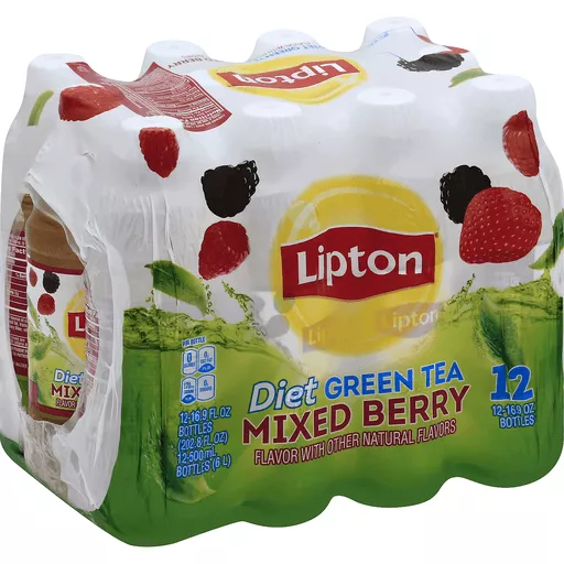 Lipton Diet Green Tea Mixed Berry Flavor 16.9 Fl Oz 12 Count Bottle | Green | Reasor's
