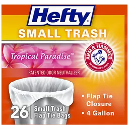 Hefty 4 Gallon Small Flap Tie Tropical Paradise Trash Bags 26 ea