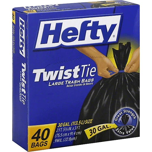 Hefty TwistTie Trash Bags, Large, 40 Gallon, Shop