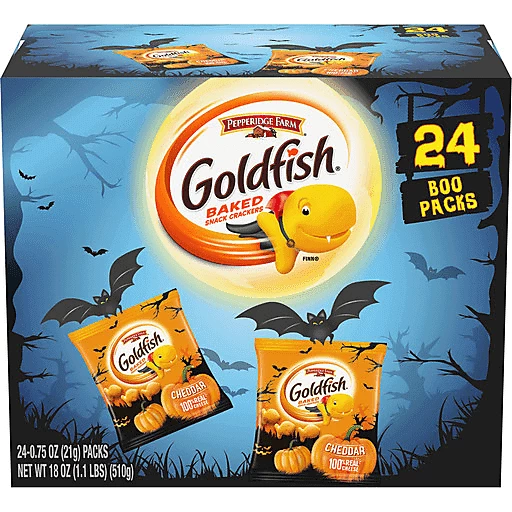 Pepperidge Farm® Goldfish® Cheddar Crackers, 18 oz. Multi-pack Box,  24-count  oz. Single-Serve Snack Packs, Halloween Edition | Crackers |  Festival Foods Shopping