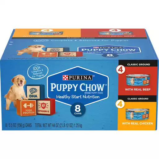 Purina Puppy Chow Pate Wet Puppy Food Variety Pack With Real Beef With Real Chicken 8 5 5 Oz Cans Shop Fairplay Foods