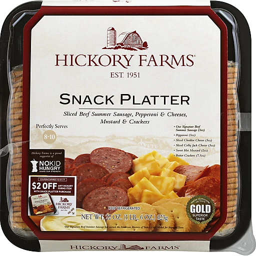 Hickory Farms Snack Platter Sliced Beef, Summer Sausage, Pepperoni &  Cheeses, Mustard & Crackers, Trays, Baskets & Platters