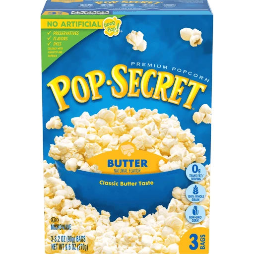 Secret Microwave Popcorn, Butter, 3.2 3 Ct | Popping Corn | D&W
