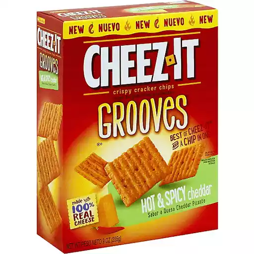 Cheez It Grooves Crispy Cracker Chips Hot Spicy Cheddar Cheese
