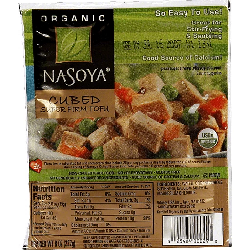 Nasoya Tofu, Super Firm, Organic, Cubed | Tofu & Soy Products | Lees