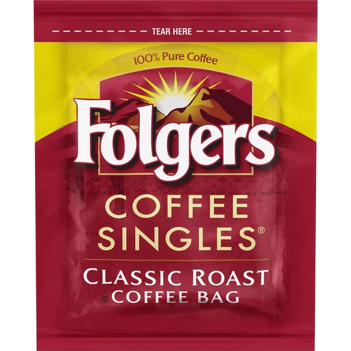 Folgers Coffee Singles Classic Roast Coffee Bags, 38 Count, Almond Milk