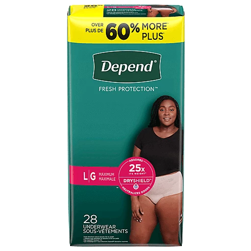Depend Fresh Protection Adult Incontinence Underwear For Women (Formerly  Depend Fit Flex), Disposable, Maximum, Large, Blush, 28 Count, Adult  Incontinence Products