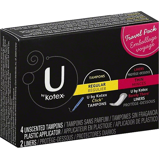 ribben frelsen Eksisterer U by Kotex Barely There Panty Liners & Click Tampons Multipack Travel Pack,  Regular Absorbency, 6 Count | Health & Personal Care | Phelps Market