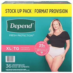 Depend Underwear, Maximum, Stock Up Pack, Xl 36 Ea, Adult Incontinence  Products