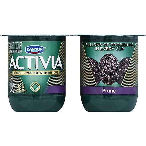 Activia Lowfat Probiotic Prune Yogurt, 4 Oz. Cups, 4 Count, Low-Fat &  Nonfat