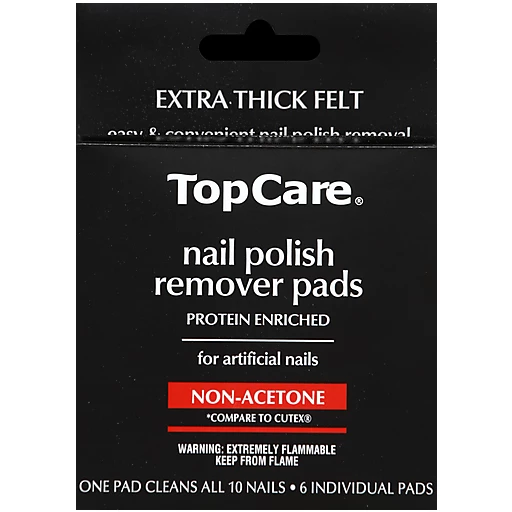 Top Care® Extra Thick Felt Non Acetone For Artificial Nails Nail Polish  Remover Pads 6 Ct Peg | Shop | Carter's Supermarket