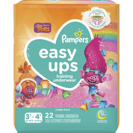Pampers Easy Ups Training Underwear, Trolls, 3T-4T (30-40 lb), Jumbo Pack, Diapers & Training Pants