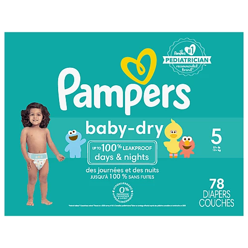 Pampers Diapers, Baby Dry, 5 (27+ Lb), Super Pack Ea | Diapers & Training Pants | Russ's Market