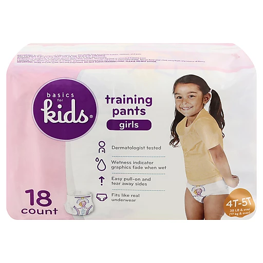 Basics For Kids Training Pants, 4 T 5 T (38 Lb & Over), Girls 18 Ea