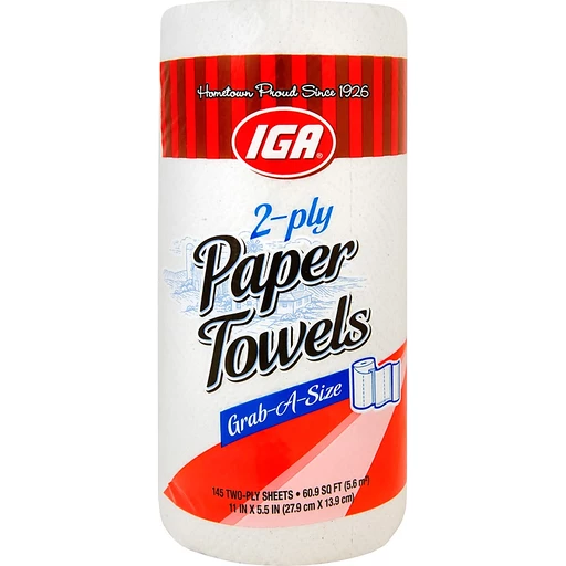 Iga Towels Paper 1 Roll Grab A Size 2 Ply | Paper Towels | Quality Foods