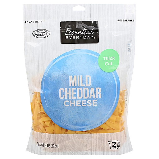 Essential Everyday Shredded Mild Cheddar Cheese, Thick Cut