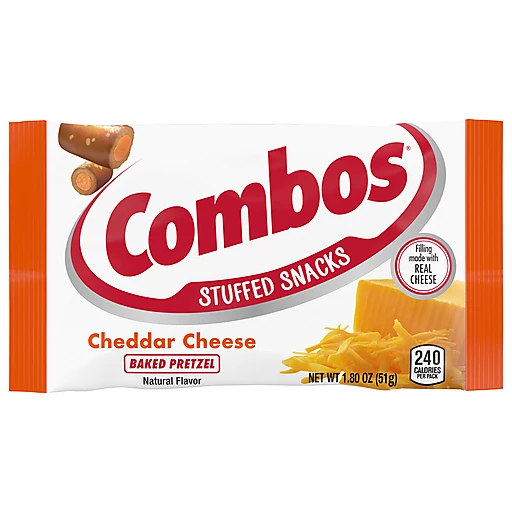 Combos Baked Pretzel, Cheddar Cheese, Stuffed Snacks 1.8 Oz, Snacks, Chips  & Dips