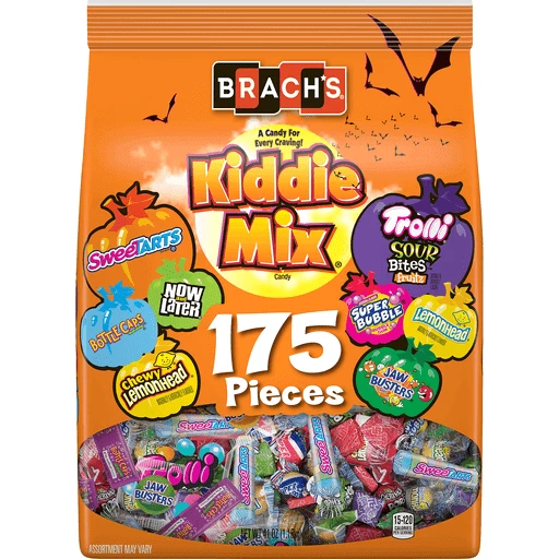 BRACH'S KIDDIE MIX SweeTarts, Chewy Lemonhead, Now and Later, BottleCaps,  Lemonhead, Trolli, Super Bubble & Jaw Busters Halloween Candy Variety Pack  175 pc Bag, Shop
