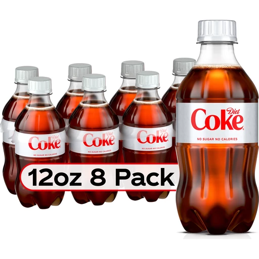 Diet Coke Bottles, 12 fl oz, 8 Pack | Soft Drinks | Festival Foods