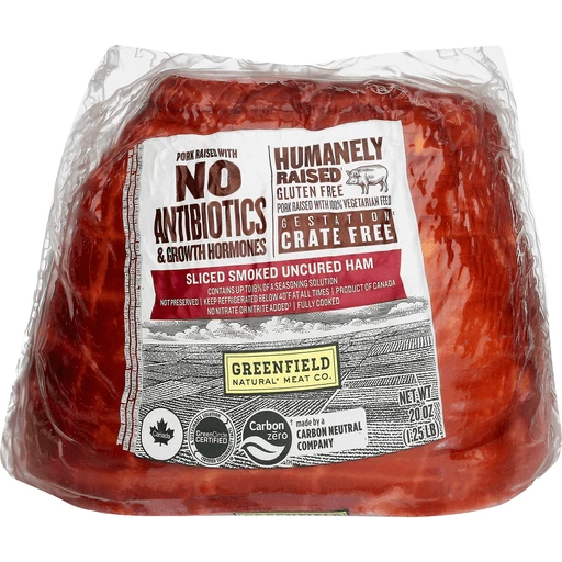Greenfield Natural Meat Ham, Smoked, Uncured, Sliced | Smokehouse |  Priceless Foods