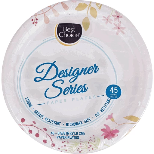 Best Choice Designer Paper Plates 9 Inch, Plates