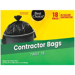 Best Choice Contractor Bags 45 Gallon Twist Tie | Trash Bags | Wade's Piggly Wiggly