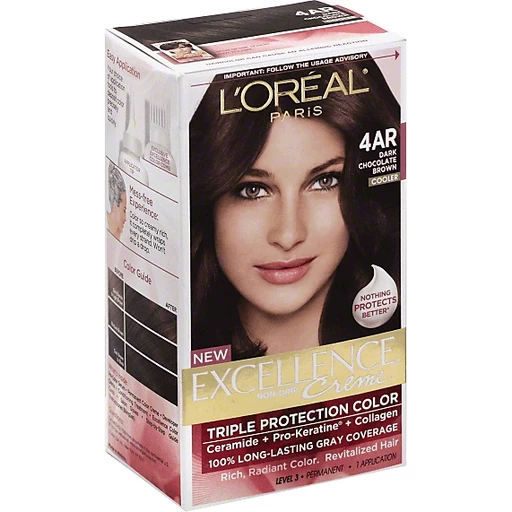 L'Oreal Paris Excellence Créme Permanent Triple Protection Hair Color, 4AR  Dark Chocolate Brown, 1 kit | Hair Coloring | Chief Markets