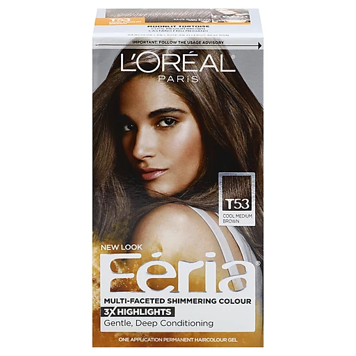 L'Oreal Paris Feria Multi-Faceted Shimmering Permanent Hair Color, T53  Moonlit Tortoise (Cool Medium Brown), 1 kit | Hair Coloring | Polly's  Country Market