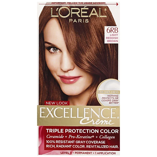 L'Oreal Paris Excellence Créme Permanent Triple Protection Hair Color, 6RB Light  Reddish Brown, 1 kit | Hair Coloring | Festival Foods Shopping