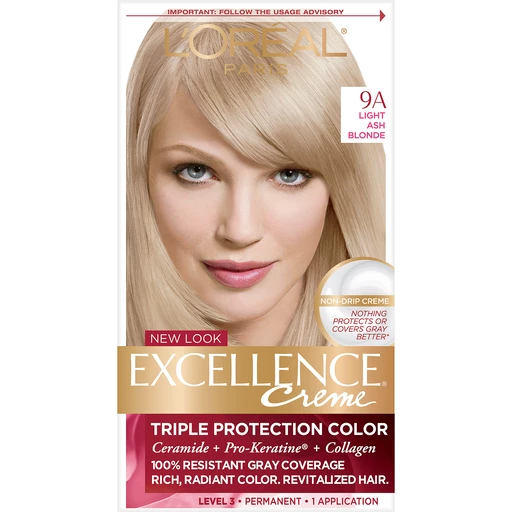 L'Oreal Paris Excellence Créme Permanent Triple Protection Hair Color, 9A  Light Ash Blonde, 1 kit | Styling Products | DeLaune's Supermarket
