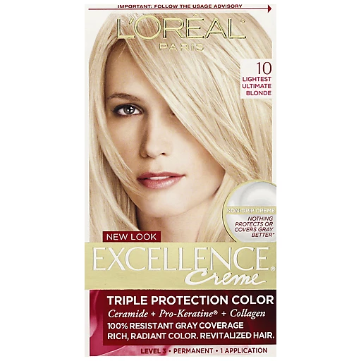 L'Oreal Paris Excellence Créme Permanent Triple Protection Hair Color, 10  Lightest Ultimate Blonde, 1 kit | Packaged Meals & Side Dishes | Festival  Foods Shopping