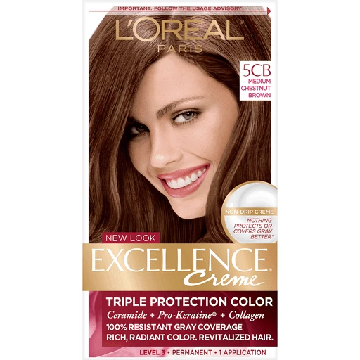 L'Oreal Paris Excellence Créme Permanent Triple Protection Hair Color, 5CB  Medium Chestnut Brown, 1 kit | Hair Coloring | Pruett's Food