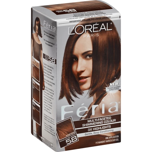 L'oreal Paris Feria Multi Faceted Shimmering Permanent Hair Color, 58  Bronze Shimmer (Medium Golden Brown), 1 Kit | Hair Coloring | Quality Foods